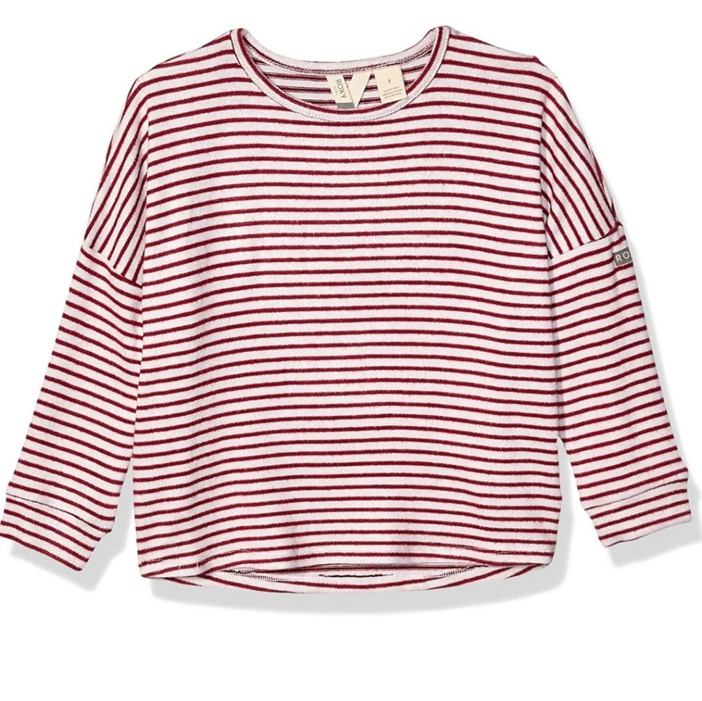 Roxy Marina Red & White Stripe Girls Top Size Medium